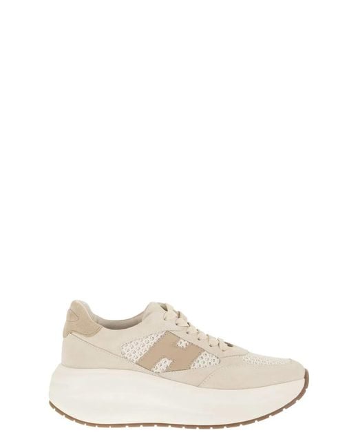 Hogan White Multicolour Calfskin Cotton Sneakers