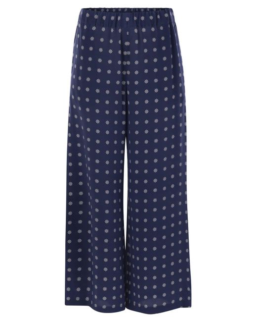 Weekend by Maxmara Blue Eusebio Silk Twill Trousers