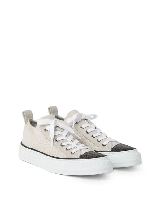 Brunello Cucinelli White Canvas Sneakers