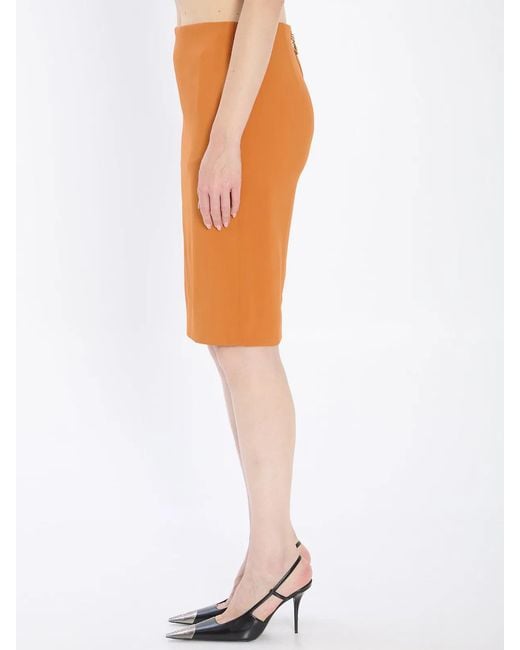 Saint Laurent Orange Stretch Viscose Blend Skirt