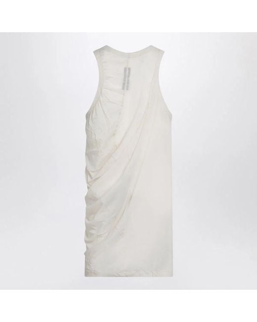 Rick Owens White Ivory Tank Top With Draping for men