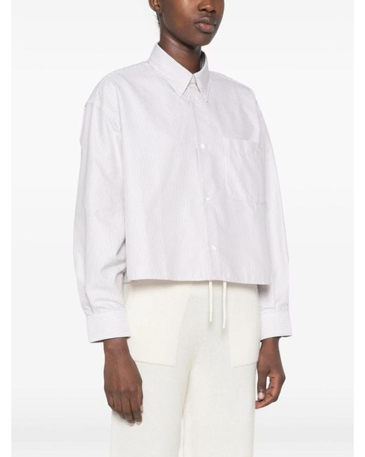 A.P.C. White Camicia Sophia Button-Down A Righe