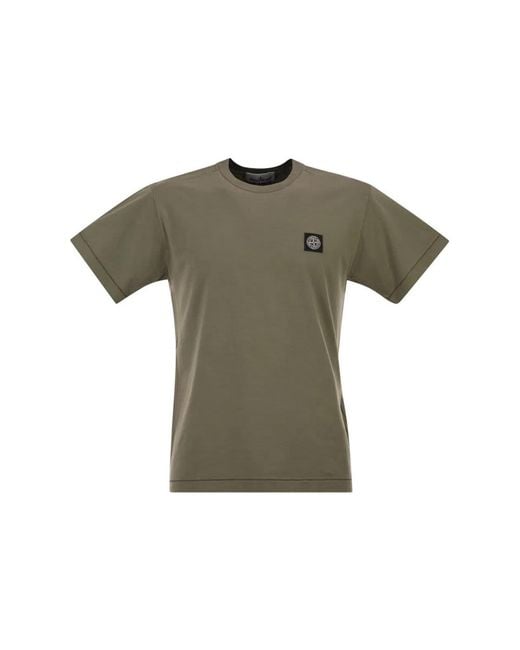 Stone Island Green Slim Fit T-Shirt With Compass Patch for men