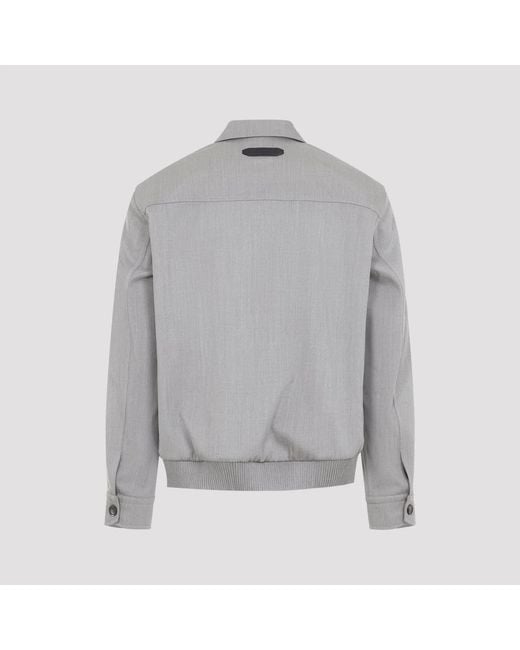 Brioni Gray Sand Zip-Up Blouson Jacket for men