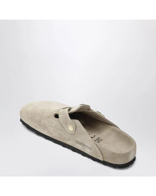 Birkenstock Natural Boston Exquisite Suede Clogs for men