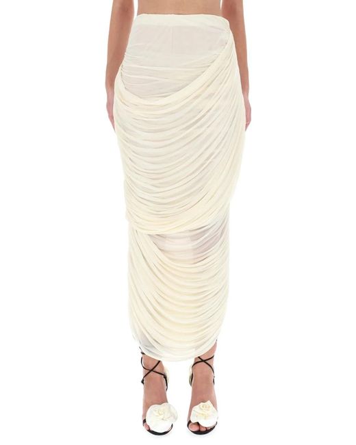 Magda Butrym Natural Draped Midi Skirt