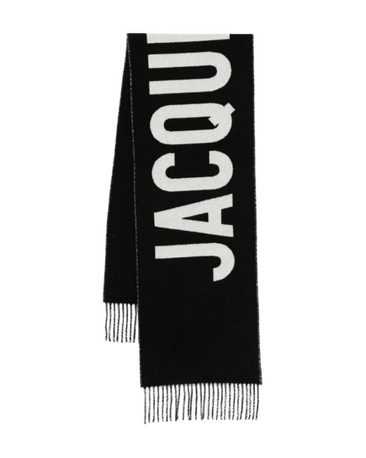 Jacquemus Black Logo Wool Scarf for men