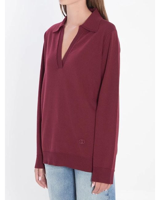 Gucci Red Wool Polo