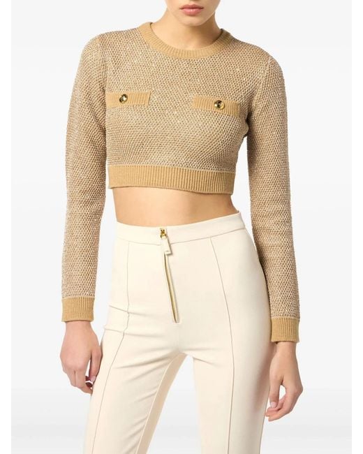 Elisabetta Franchi Natural Sweater With Sequins