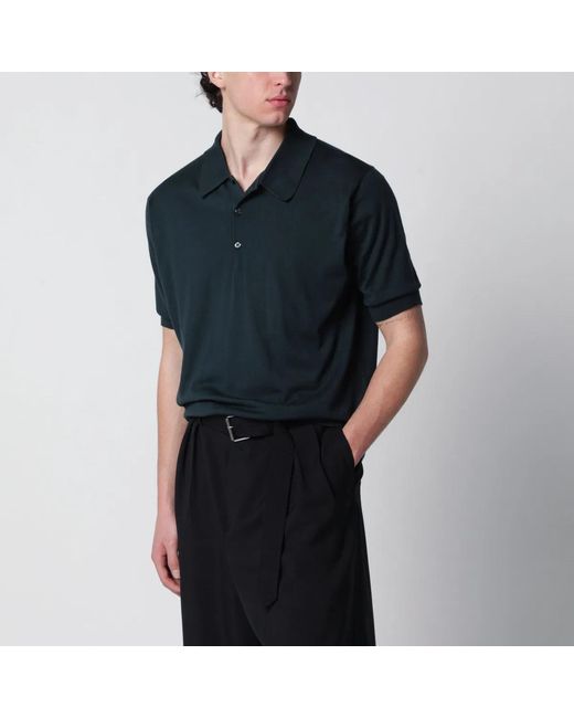 John Smedley Black Isis Forest Cotton Polo Shirt for men