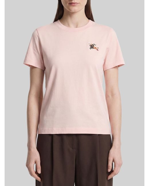 Burberry Pink Knight Check Cotton T-Shirt