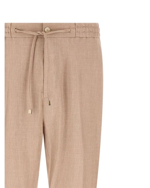 Etro Natural Flamed Linen Joggers for men