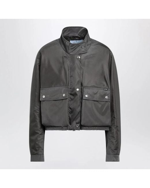 Prada Gray Lead Renylon Washed Jacket