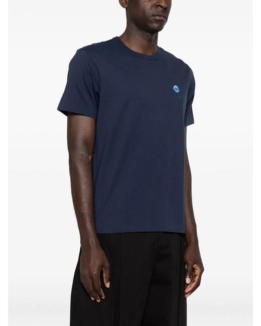KENZO Blue Boke Flower Embroidered T-Shirt for men