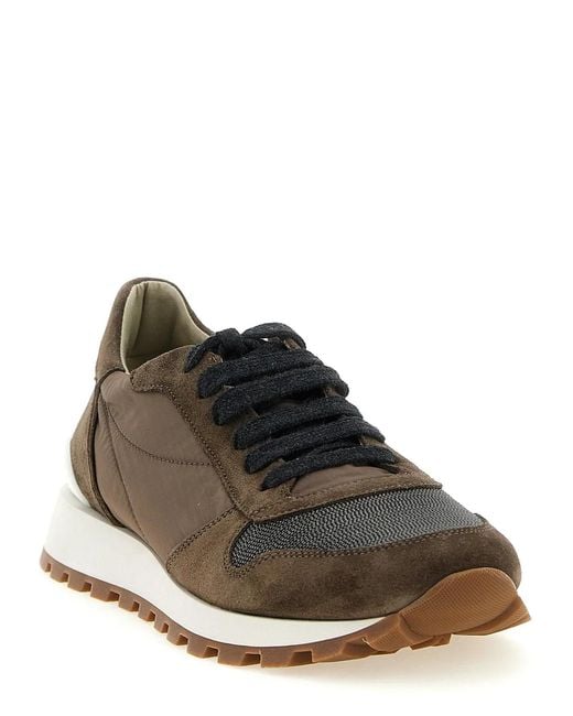 Brunello Cucinelli Brown Calfskin Athletic Sneakers