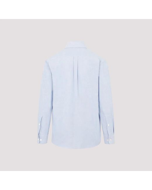 Palm Angels Blue Button-Down Collar Cotton Shirt for men