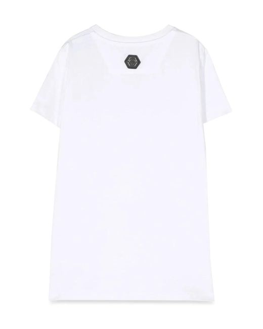 Philipp Plein White Maxi T-Shirt Skull