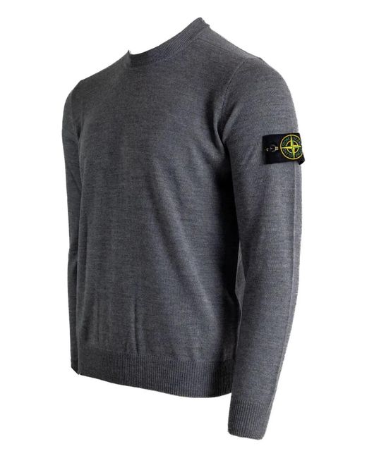 Stone Island Blue 5100071 Crew-Neck Sweater With Logo Patch for men