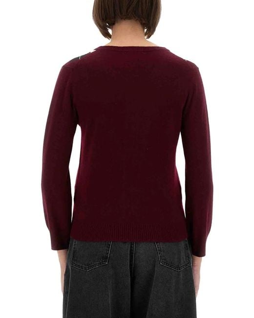 Ganni Red Multicolour Wool Cashmere Sweaters