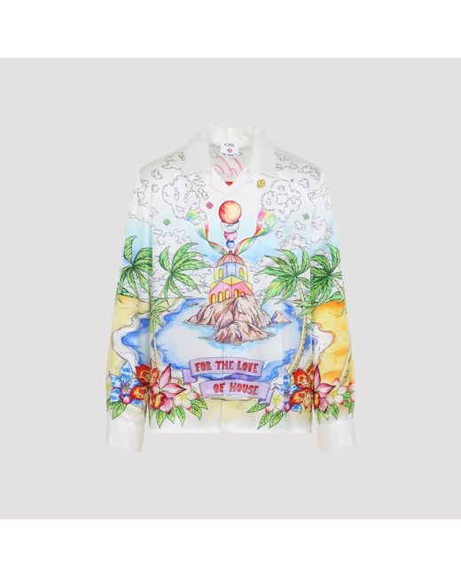 Casablanca White Better Days Silk Long Sleeves Shirt for men