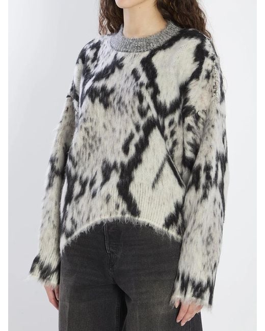 The Attico Gray Python-Print Sweater