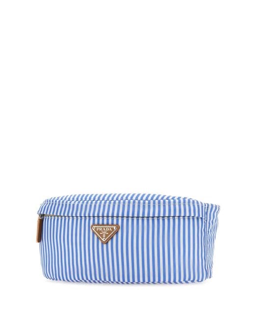 Prada Blue Printed Re-Nylon Belt Bag for men