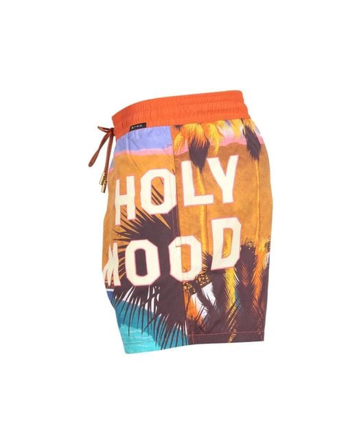 Etro Orange Boxer Swimsuit With Print for men