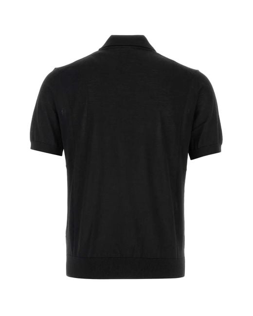 Prada Black Shirt Collar Polo for men
