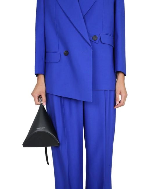 McQueen Blue Structured Double-Breasted Jacket
