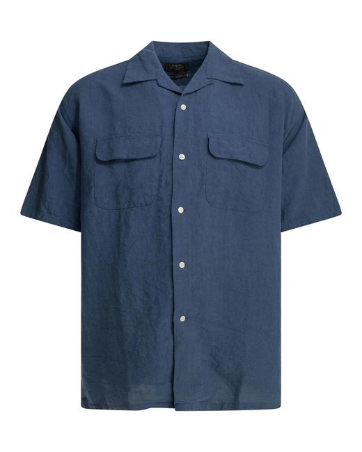 Beams Plus Blue Casual Linen Shirt for men