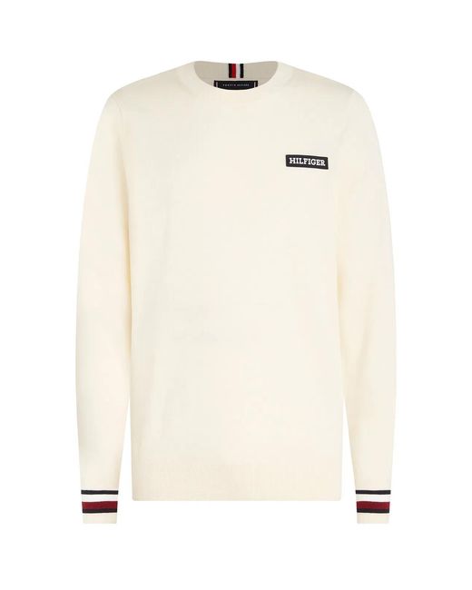 Tommy Hilfiger Natural Global Stripe Pullover With Logo for men