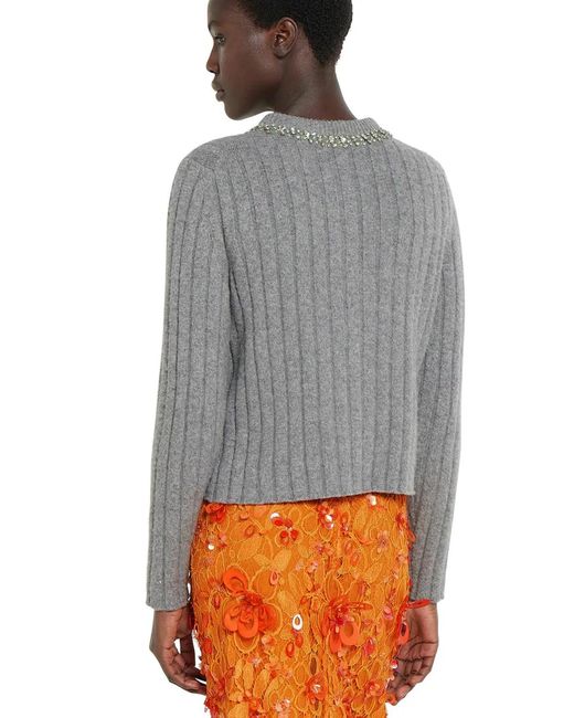 Gucci Gray Rib Soft Wool And Cashmere Cardigan