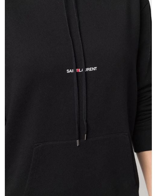 Saint Laurent Black Logo Cotton Hoodie