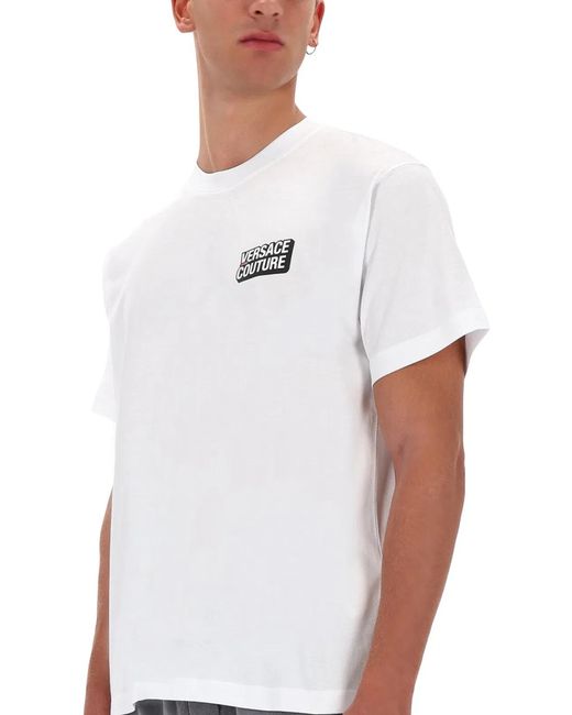 Versace Jeans Couture White Small Square Logo T-Shirt for men