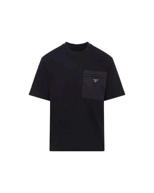 Prada Black Jersey And Re-Nylon T-Shirt for men