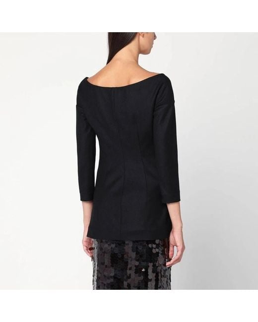 Alberta Ferretti Black Wool V-Neck Jacket