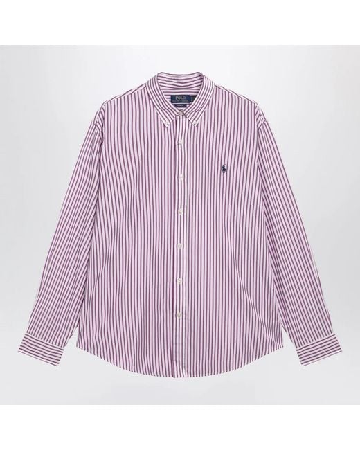 Polo Ralph Lauren Purple Striped Custom-Fit Poplin Shirt for men
