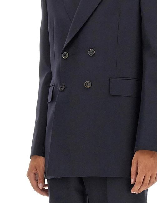 McQueen Blue Double-Breasted Jacket for men
