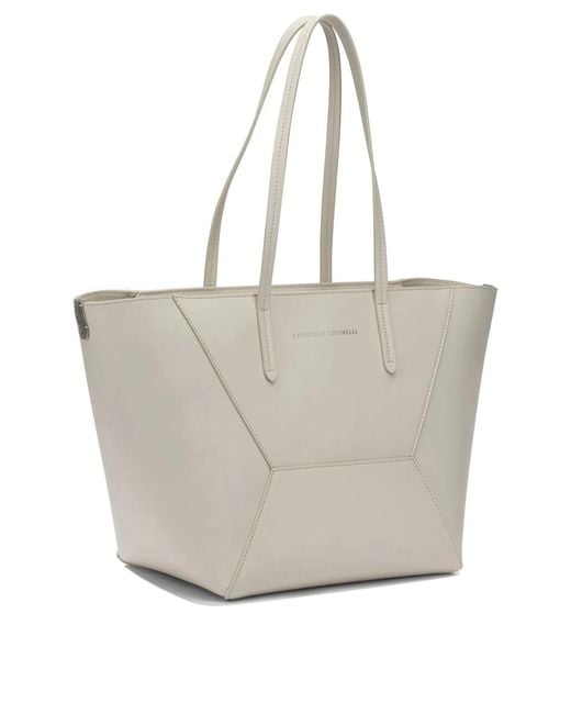 Brunello Cucinelli White "Bc Duo" Large Shoulder Bag