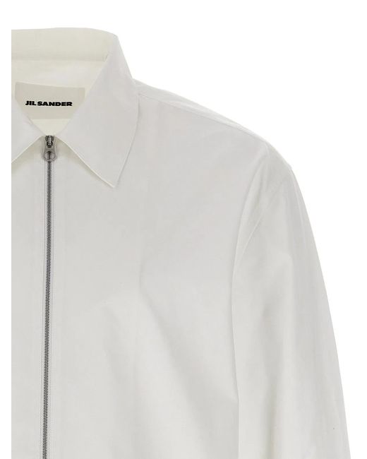 Jil Sander White Zip Shirt for men