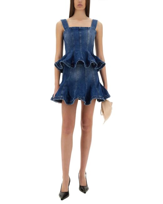 MSGM Blue Denim Skirt