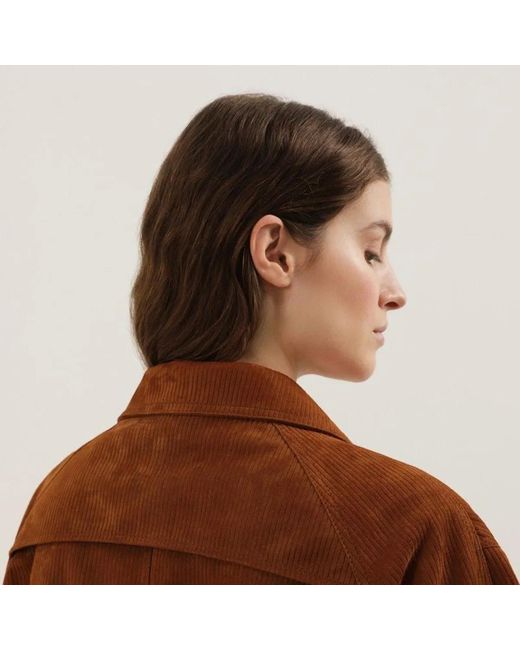 1989 STUDIO Brown Corduroy Leather Mackintosh Coat