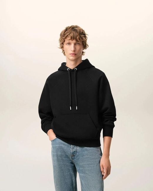 AMI Black Small Embossed Hoodie for men