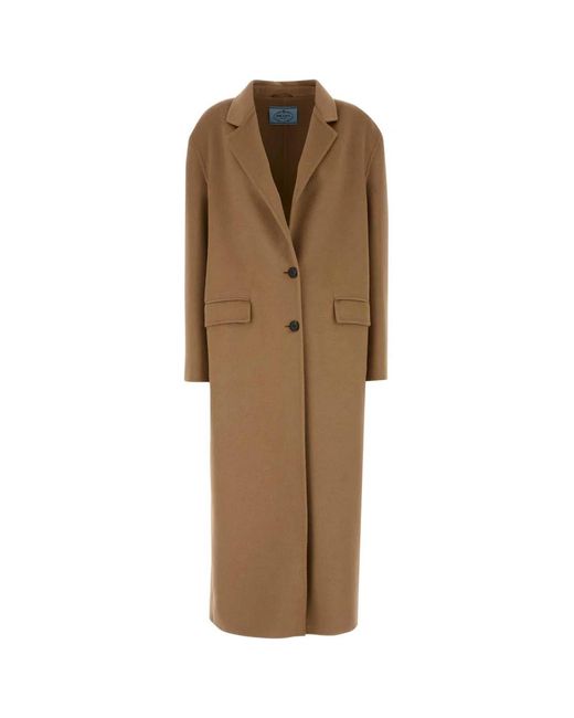 Prada Natural Camel Wool Blend Coat