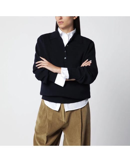 Rohe Black Merino Wool Polo Shirt