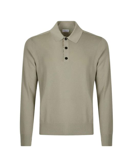 Burberry Gray Long-Sleeve Wool Polo Shirt for men