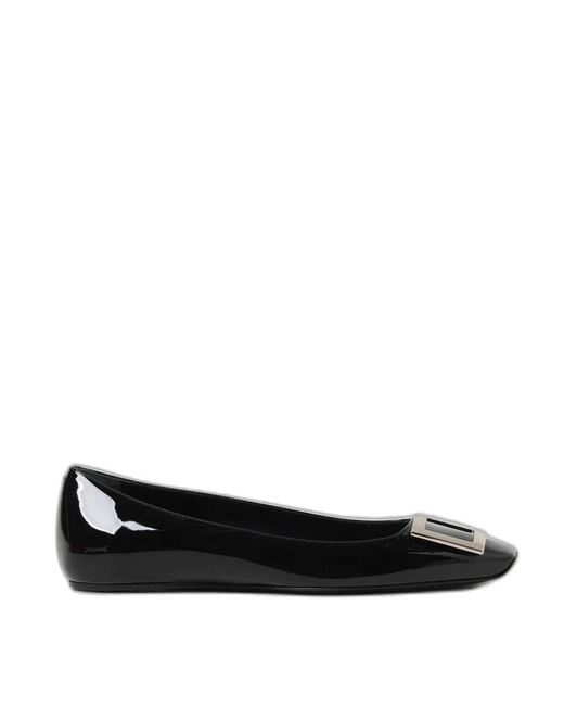Roger Vivier Black Quadrata Trompette Ballerinas