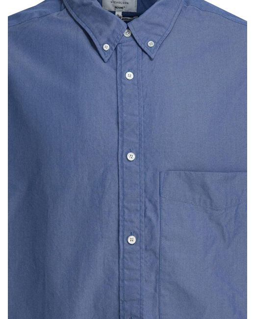 Beams Plus Blue Cotton Shirt for men