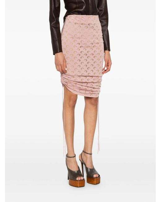 MARINE SERRE Pink Moon Devore Skirt