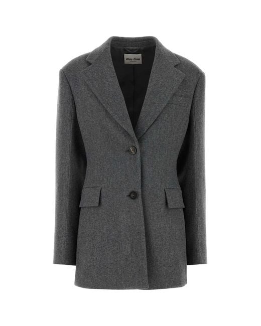 Miu Miu Black Dark Wool Blazer